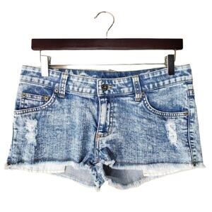 Carmar Distressed Frayed Acid Wash Denim Shorts